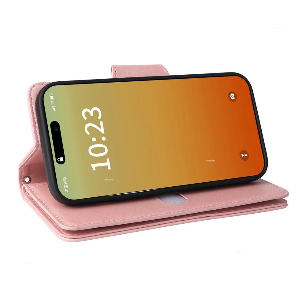 Zipper Wallet Phone Case for IPhone 17 1615 14 13 12 11 Pro Max Mini  Card Slots Strap Leather Cover