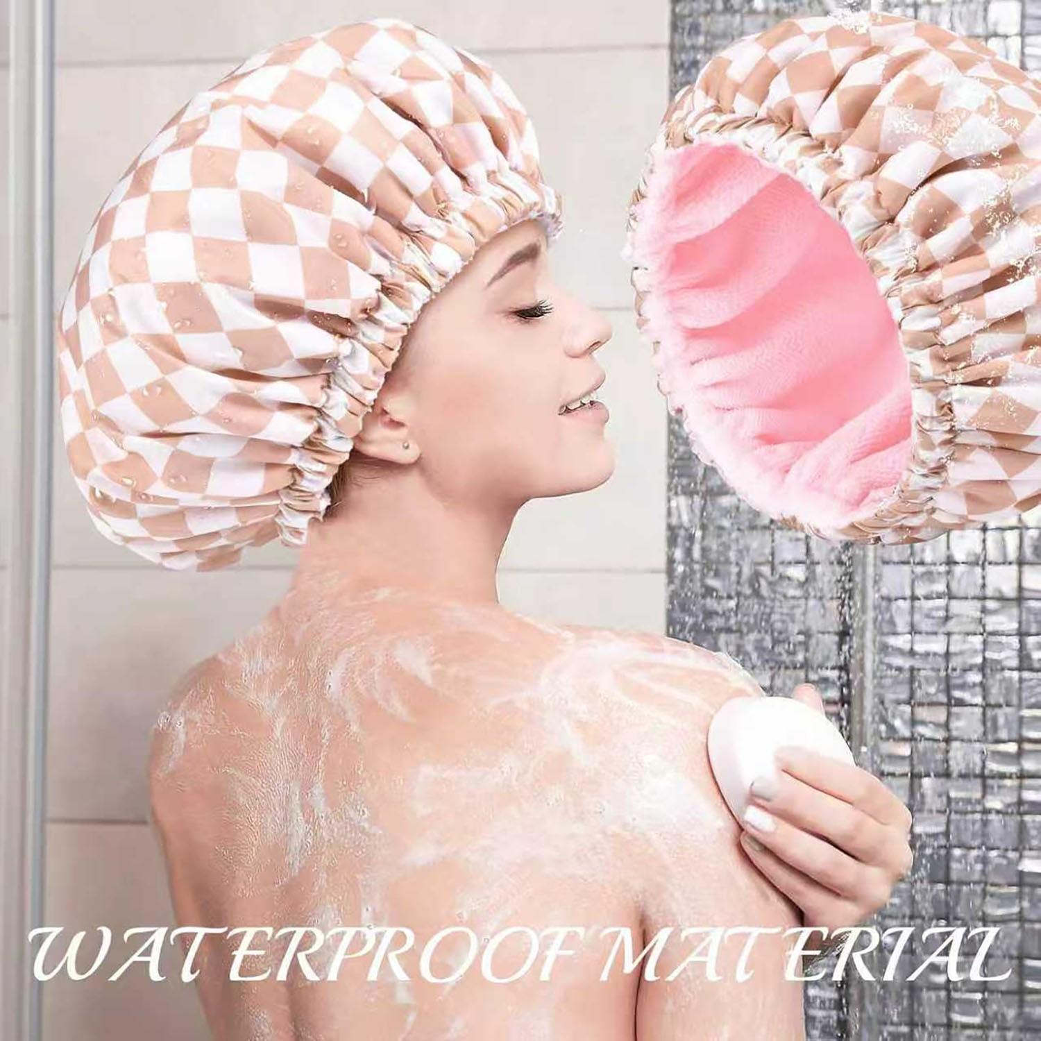 Adjustable Loop Bath Cap Waterproof Polyester Shower Cap Absorbent Microfiber Three-In-One Dry Hair Hat Bathroom Accessory