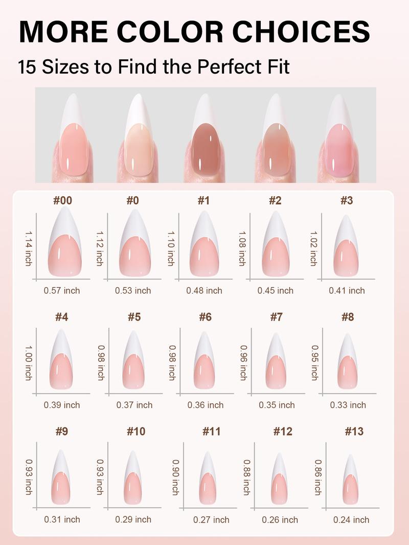 Aillsa Long Stiletto French Tip Press on Nails- 180pcs Full Cover Soft Gel Nail Tips 15 sizes Acrylic Fake Nails reusable fake nail French Style Press-on Nail set press nail dealsforyoudays