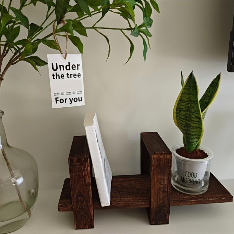 Wooden Desktop Bookshelf Organizer for Office & Home, Multi-Level Storage Rack, Easy Assembly