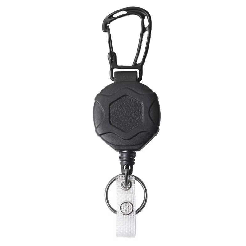Retractable Badge Reel Keychain with Tactical ID Tag, Steel Extending Cord, Durable Metal Construction, Ideal for Security Use