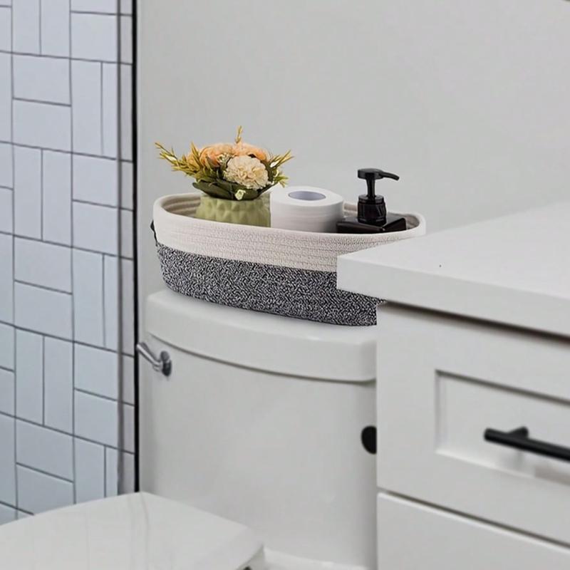 Boho Style Woven Storage Basket, Decorative Bathroom Organizer, Toiletries Basket, Multi-Purpose Household Essentials, Durable & Stylish Design