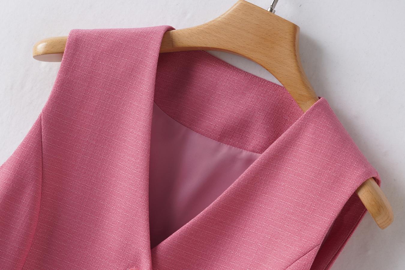 Women's Solid Button Front Vest Blazer, Elegant V Neck Pocket Suit Vest For Work Office Business, Ladies Spring & Fall Clothes, Modern Easy Wear