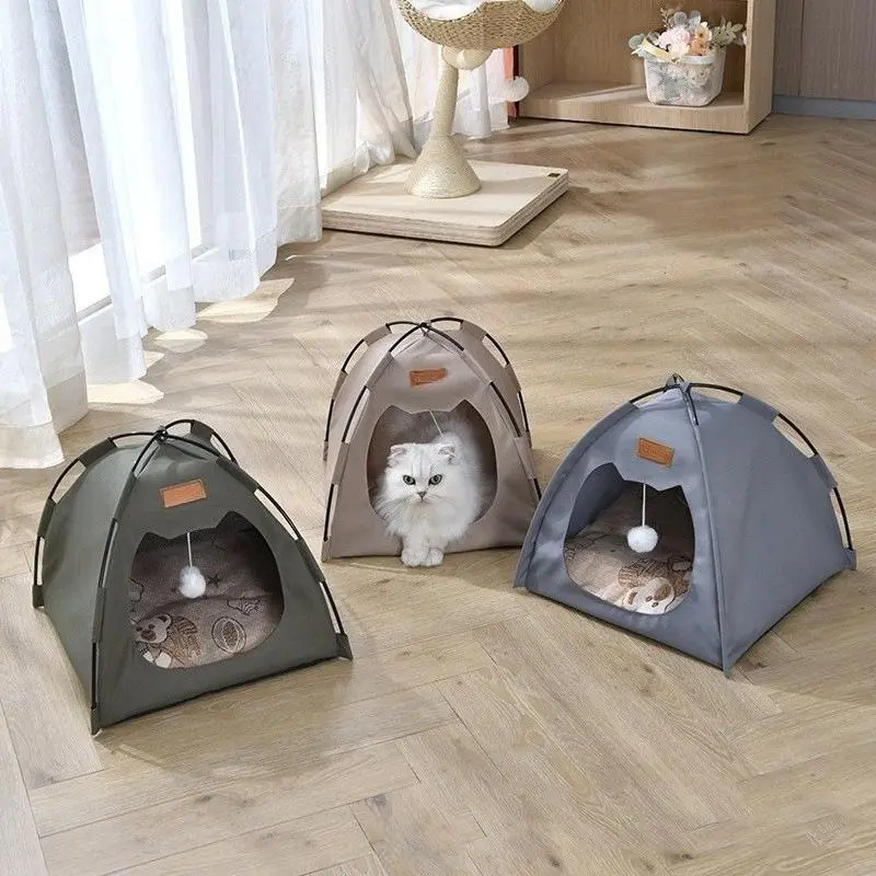 Portable Mini Dome Cat Tent Bed, Foldable Indoor Pet Cubby House, Tiny Lightweight Kitty Hideout Tent, Multi-use Small Shelter for Cats & Doll Display, Breathable Portable Mini Pet Tent House for Indoor Rest & Decor, Summer Wins Pet Furniture Supply