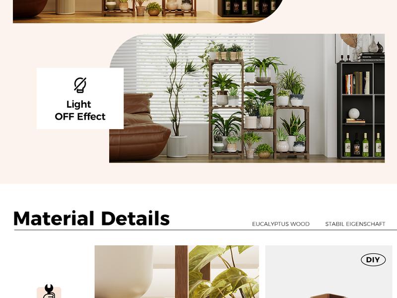 Bamworld Plant Stand with Grow Light Plant Shelf for Mutiple Pots 3 Tiers Ladder Plant Holder for Living Room Patio Boho Home Decor for Gardening Warm Light Led