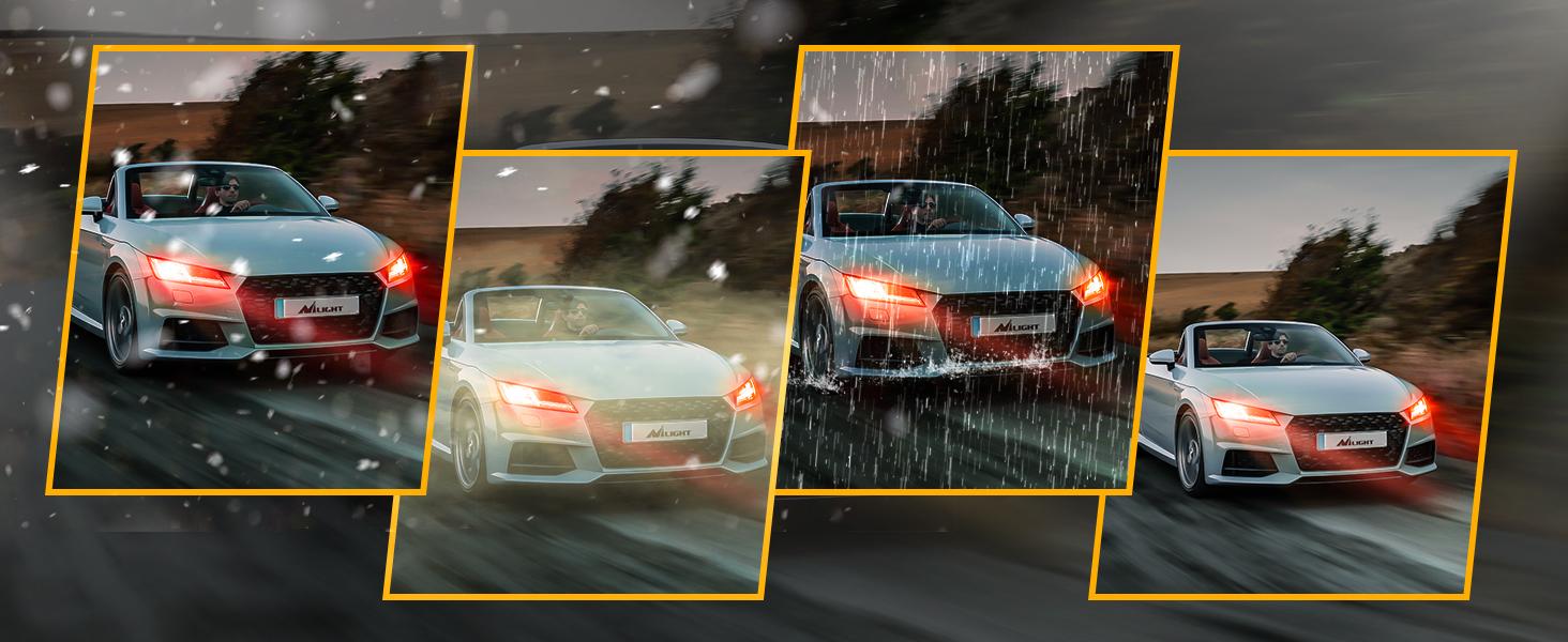 Nilight 7440 7443 T20 4014 63SMD Red LED Bulbs (Pairs) Super Bright Waterproof Headlight