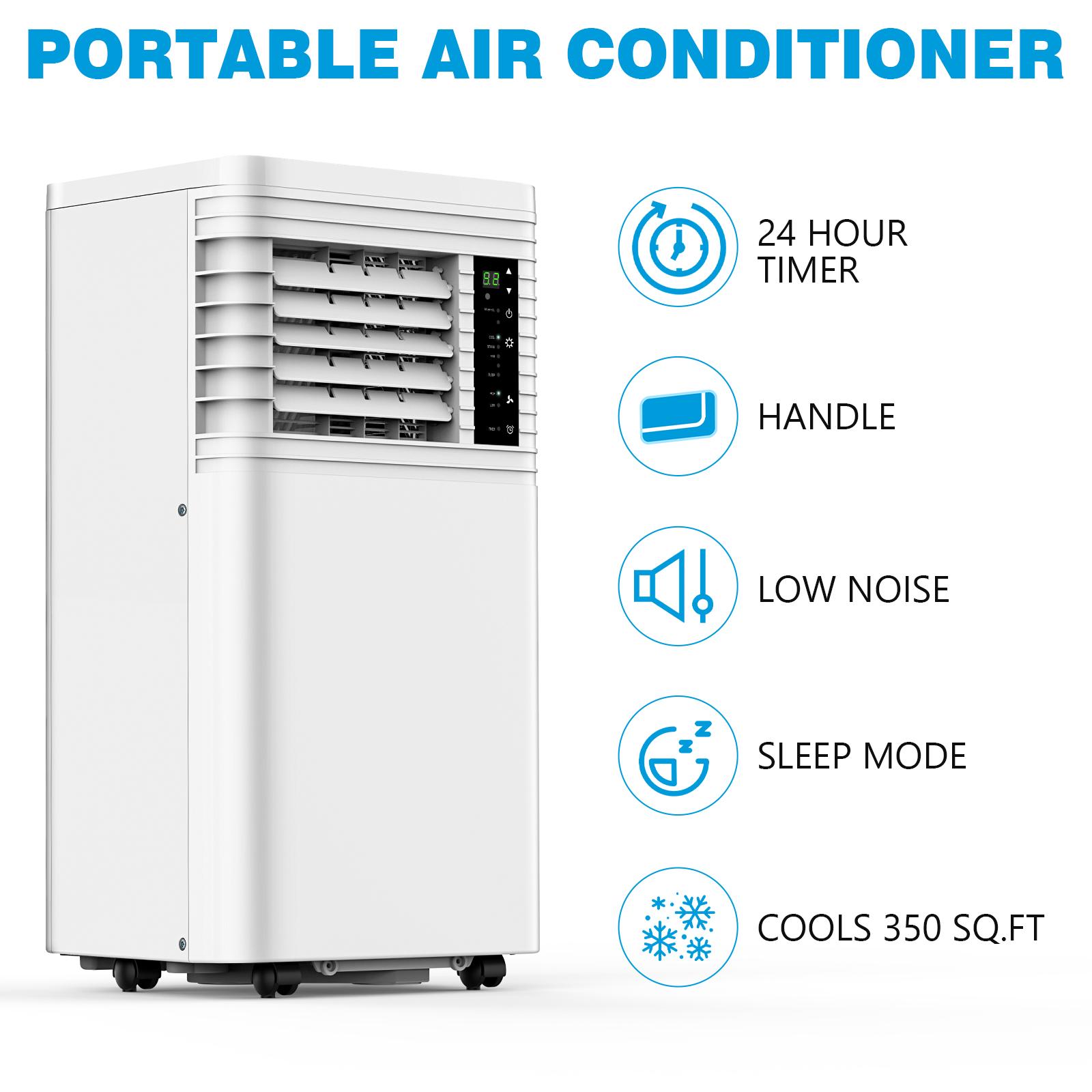 COWSAR 8,000 BTU Portable Air Conditioners Cool Up to 350 Sq.Ft, 4 Modes Portable AC with Remote Control, LED Display, 24Hrs Timer, Installation Kits for Home/Office/Dorms, White