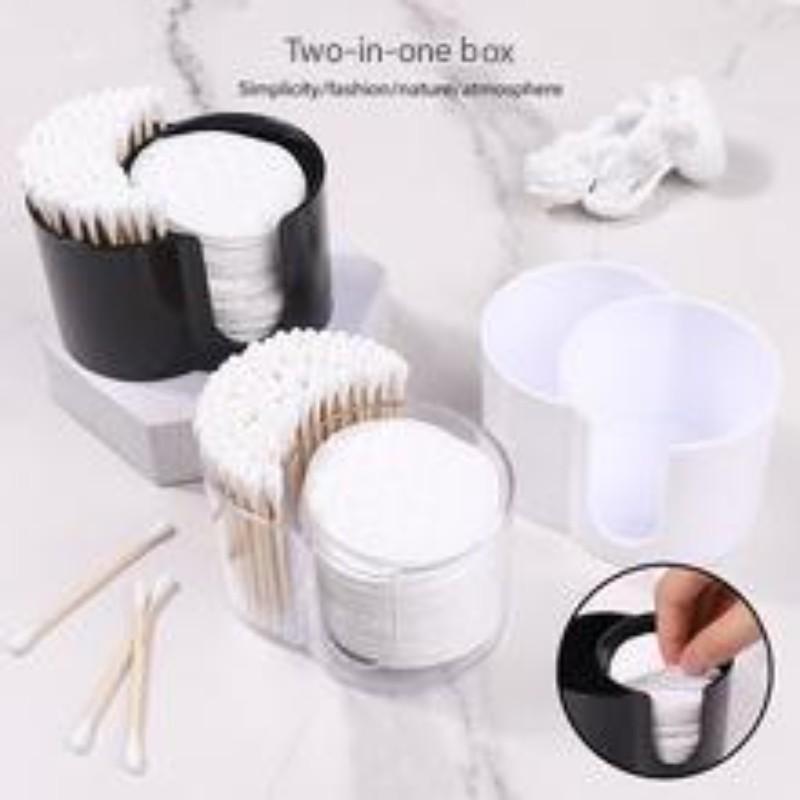 Desktop Cotton Swab Organizer, Two-In-One Makeup Remover Swab Box, Dual Hole Toothpick Holder, Desktop Storage Solution