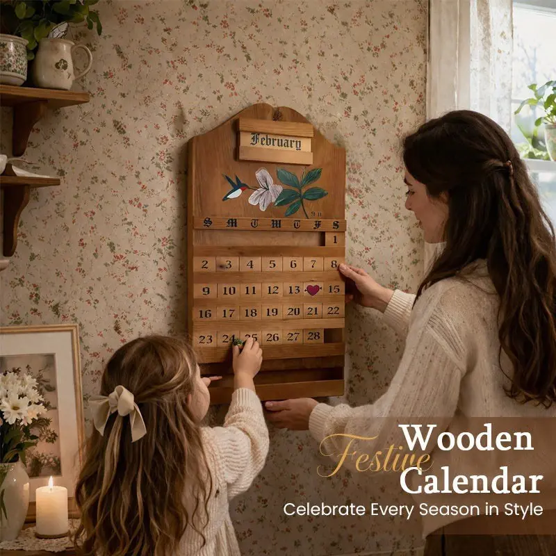 Wooden Perpetual Calendar - Adjustable Week/Month View Date Display With Learning Function, Wooden Desktop Calendar, Suitable For Home Office And Educational Use