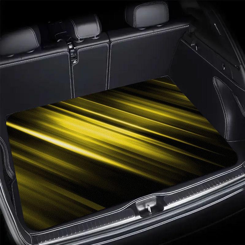 1 PC Yellow Light Speed Cool and Stylish Personalized Sports Car Trunk Pad, Dirt and Wear Resistant and Easy to Clean Interior Protection Trunk Pad, Durable Polyester Floor Pad, Car Trunk Pad.
