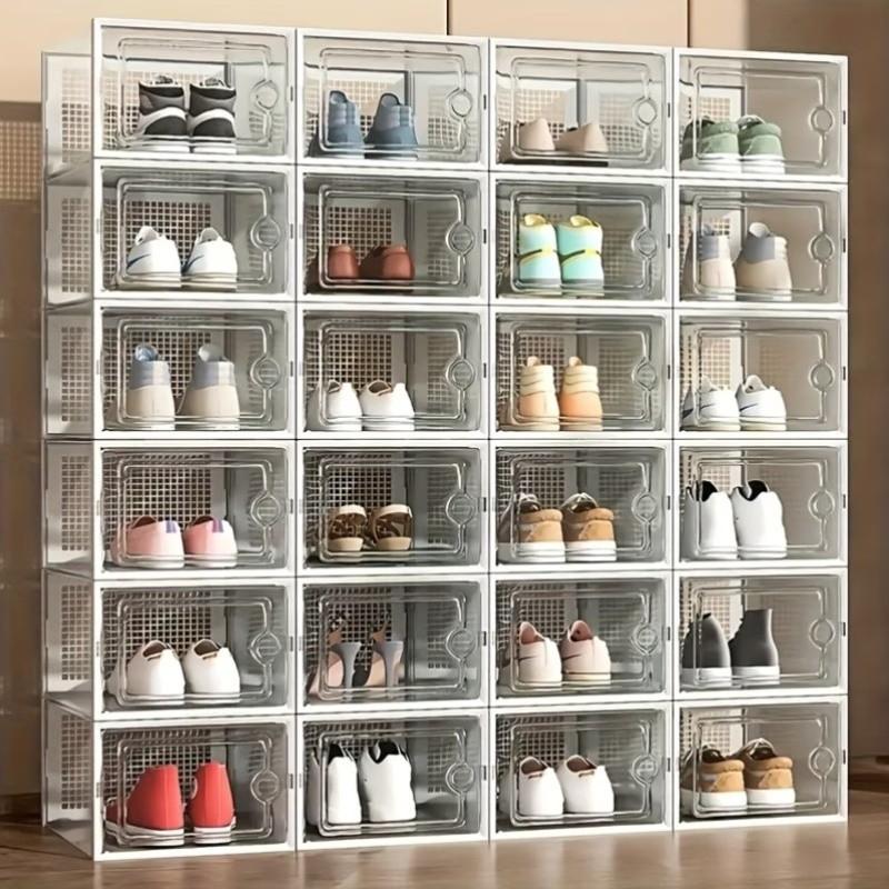 Stackable Shoe Storage Container, Transparent Front, Breathable Design, Perfect for Sports Shoes and High Heels, Home Essential
