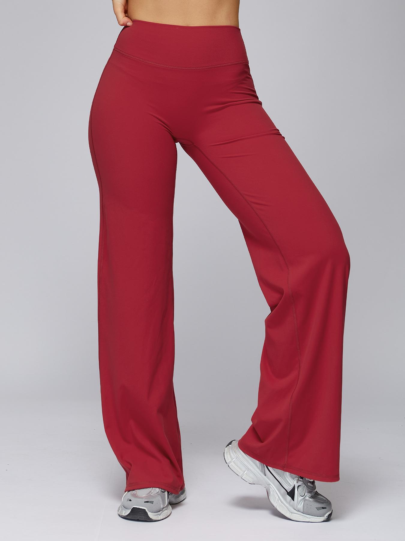 High Waist Flare Leg Yoga Pants, Casual Dance Workout Trousers, Butt Lifting Tight Fit Wide Leggings, European Style High-Waisted Joggers