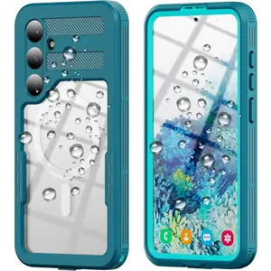 Compatible with Galaxy S25 Plus Waterproof Magnetic Phone Case Compatible with MagSafe IP68 Underwater Full Body Shockproof Drop Protection Protective Phone Case Teal