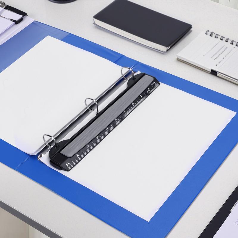 3 Hole Punch, 1 Count Portable Mini Hole Puncher with Ruler, Multifunctional Punching Ruler for DIY Craft, Teaching, Office Stationery & Supplies