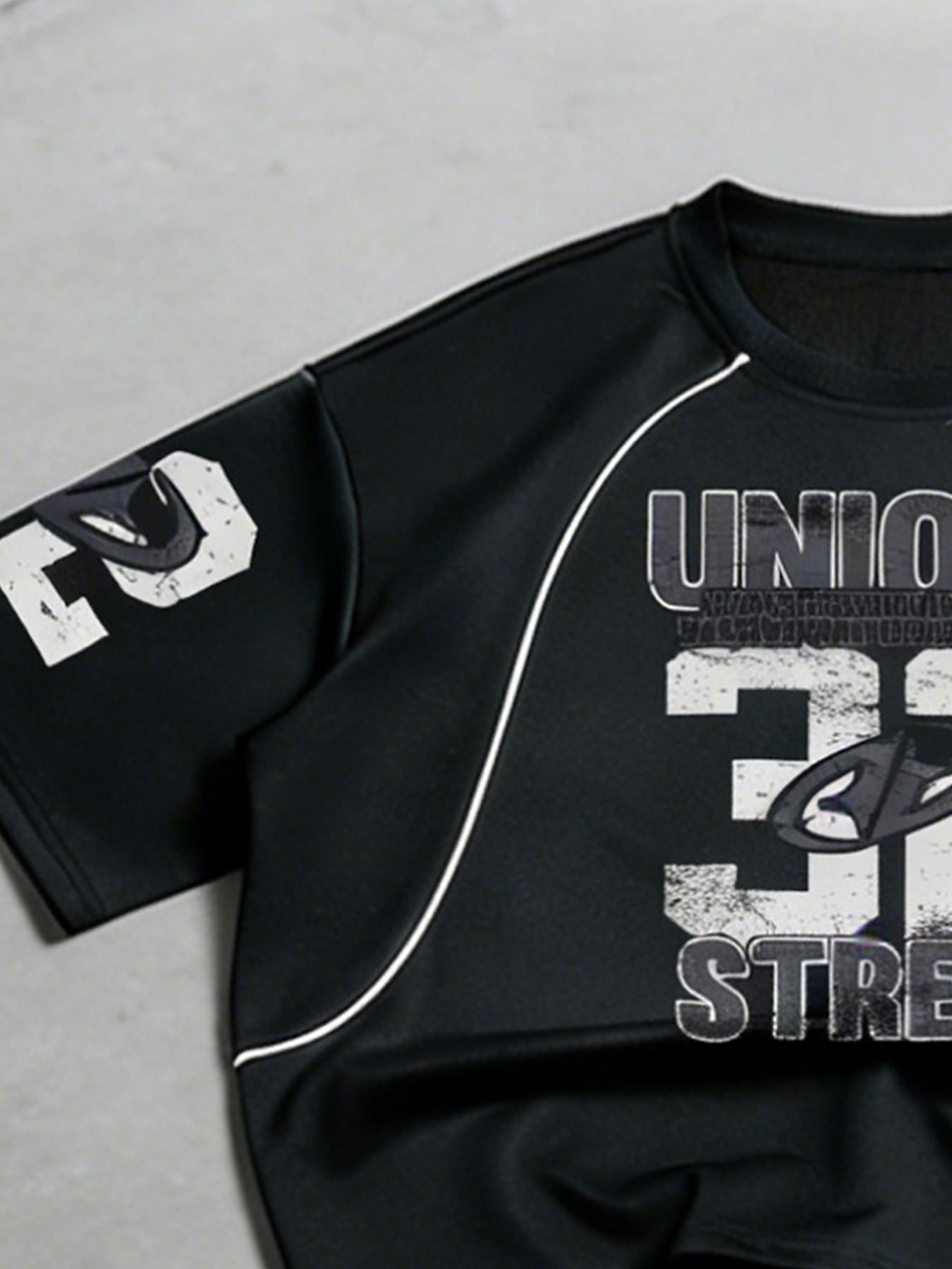 Men's Two-Piece Streetwear Set, Vintage Print Knit T-Shirt + Five-Quarter Pants, Y2K Basketball Style, Summer Sports, Teen Boys & Young Adults