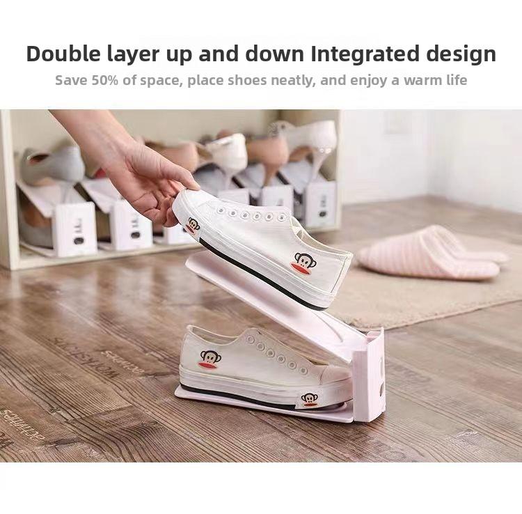 Double-layer shoe rack adjustable Double Tiers shoe storage artifact Organiser household space-saving shoe cabinet layered partition sorting shoe rack