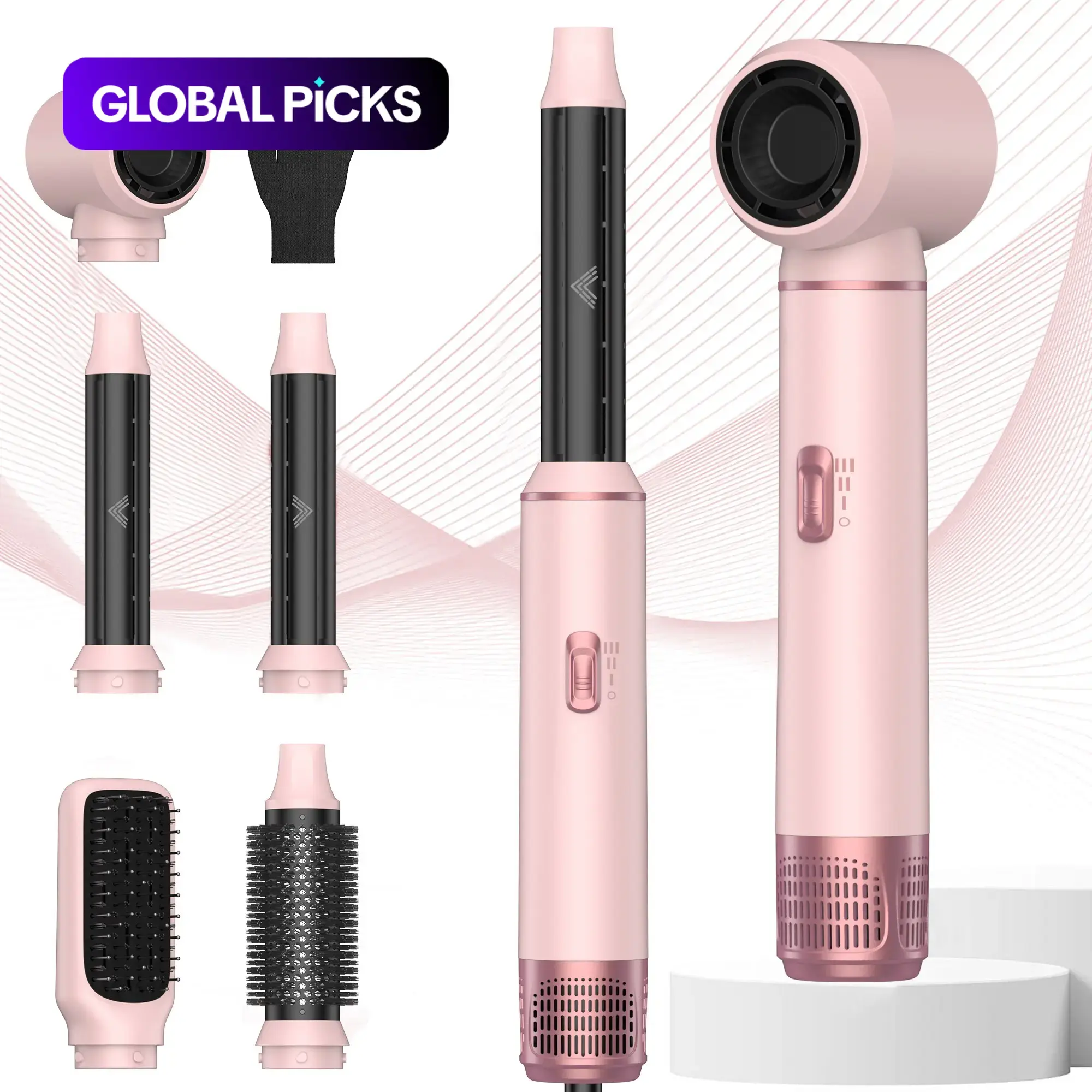 5-in-1 Hair Dryer Brush Hot Air Styler Kit, Blow Dryer Brush Set, Multifunctional Blow Dryer, Round Hair Brush for Blow Drying, for Straightening, Curling, Drying and Smoothing, Hair Styling Tools, Ideal Gift #GLOBAL PICKS