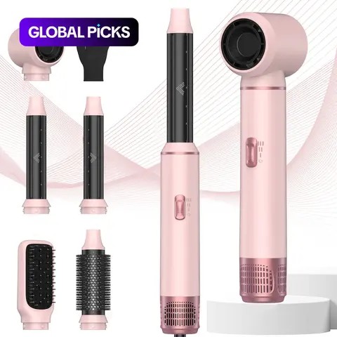 5-in-1 Hair Dryer Brush Hot Air Styler Kit, Blow Dryer Brush Set, Round Hair Brush for Blow Drying, for Straightening, Curling, Drying and Smoothing, Hair Styling Tools, Hairdryer Brush Blow Dryer Brush In One, Ideal Gift #GLOBAL PICKS