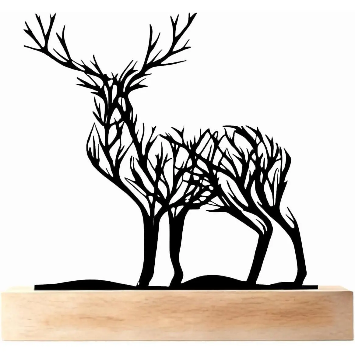 Decor for Home Metal Reindeer Tree of Life Decor for Living Room Small Table Decor Modern Indoor Holiday Figurines Bedroom Decoration Rustic Desk Ornament Farmhouse Mantle Sign