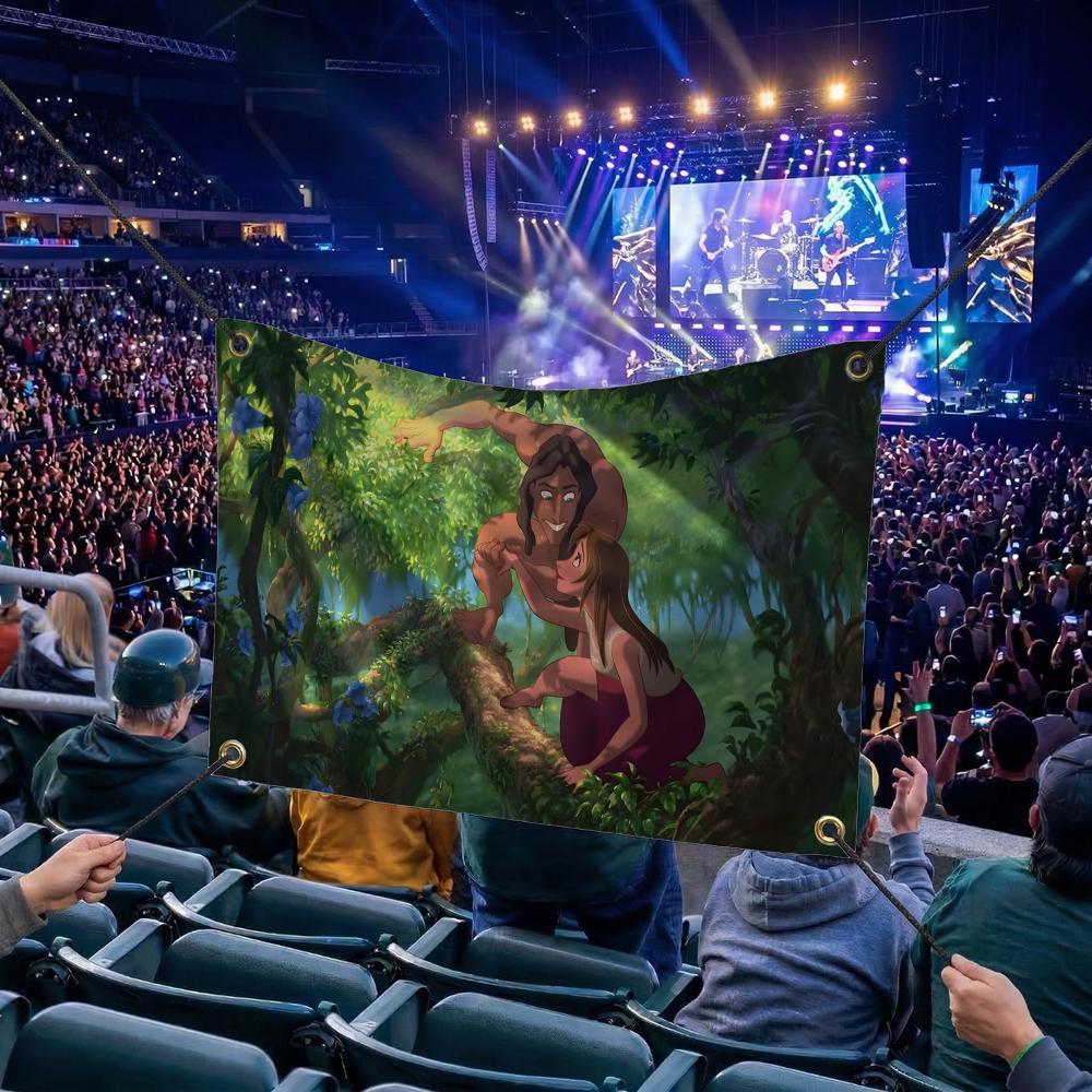 T-Tarzan CARTOON Flags Multi Size Atmosphere Flag, Cheerleading Hand Pulled Banner, Portable Outdoor Event Flag & Wall Decor for Sports, Parties, Home and Room Decoration