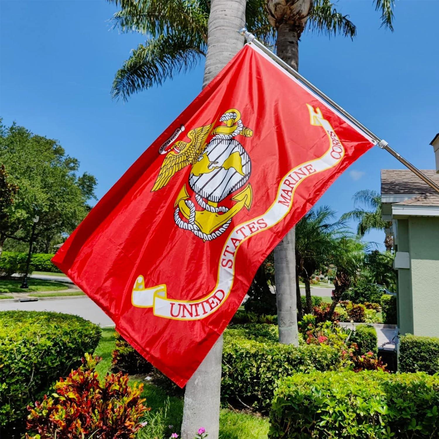 Us Navy Marine Corps Flag 3x5 Feet Outdoor UV Resistant, Durable Canvas Header Brass Eyelets Easy Hoist, Usmc Banner for Decoration Wall Decor Flags