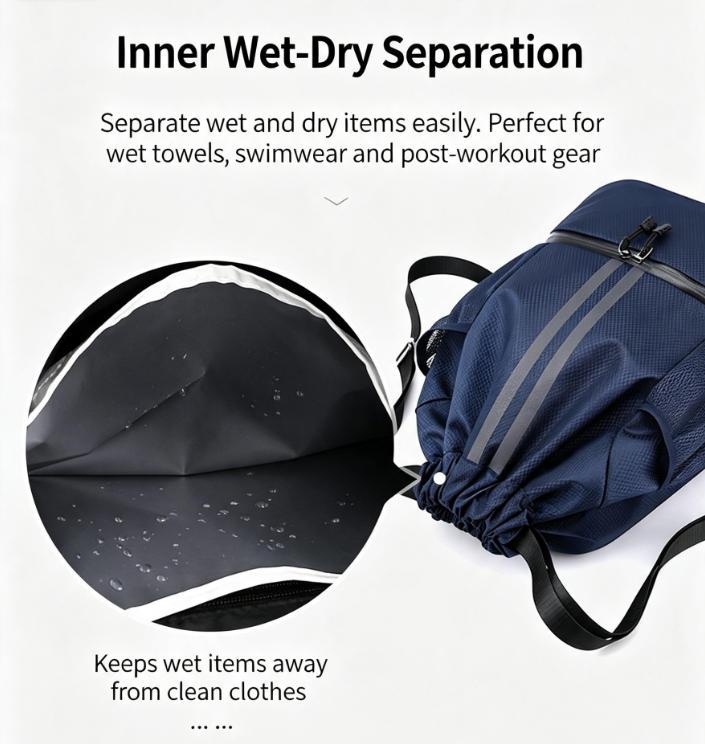 Large Capacity Drawstring Gym Bag, Water‑Resistant Sports Backpack with Independent Shoe Pocket for Basketball Training
