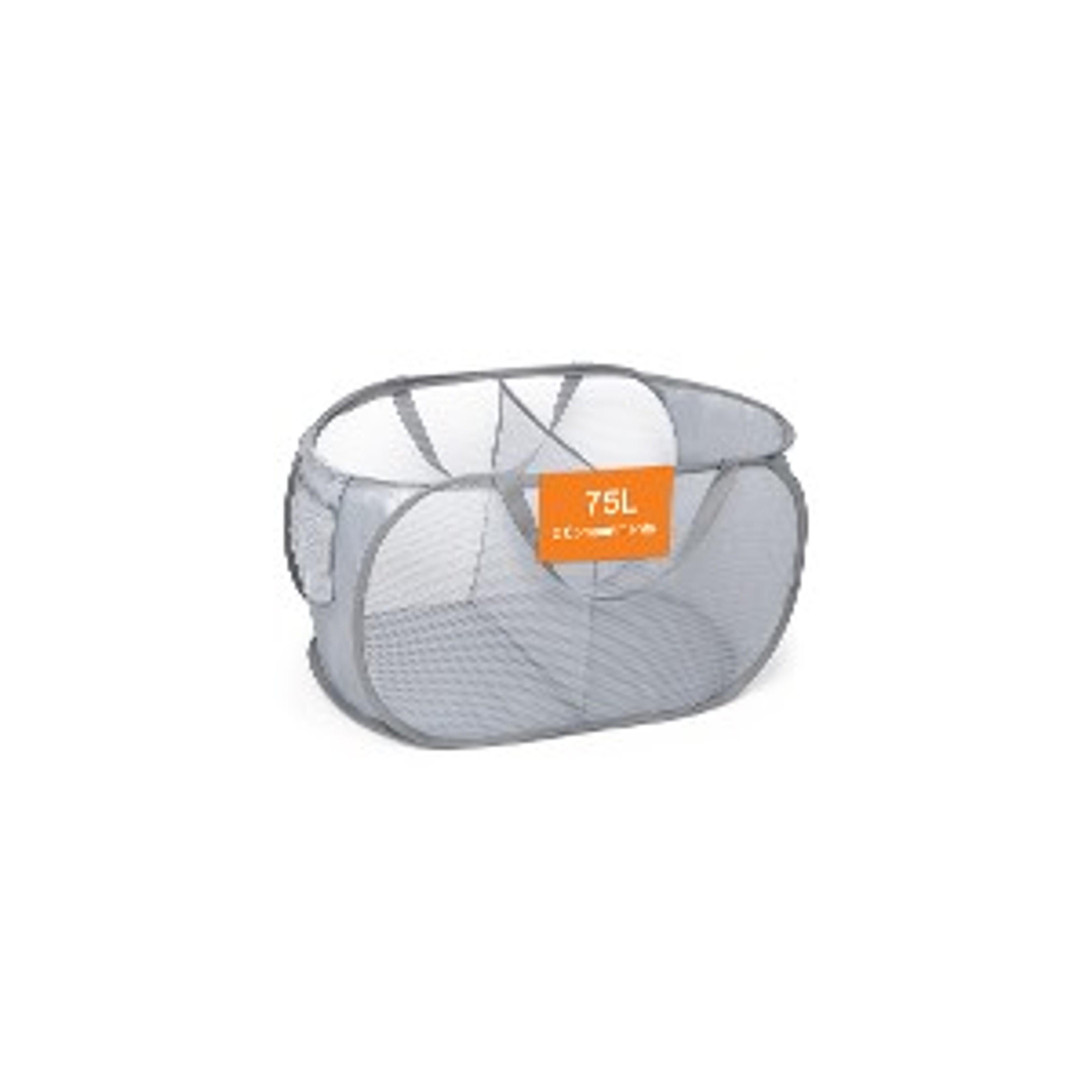 Collapsible Foldable Pop Up Laundry Hamper with 3 Compartments, Handy Pocket, Sturdy Clothes Sorter for Dorm, Kids Room, Travel - GreyGift