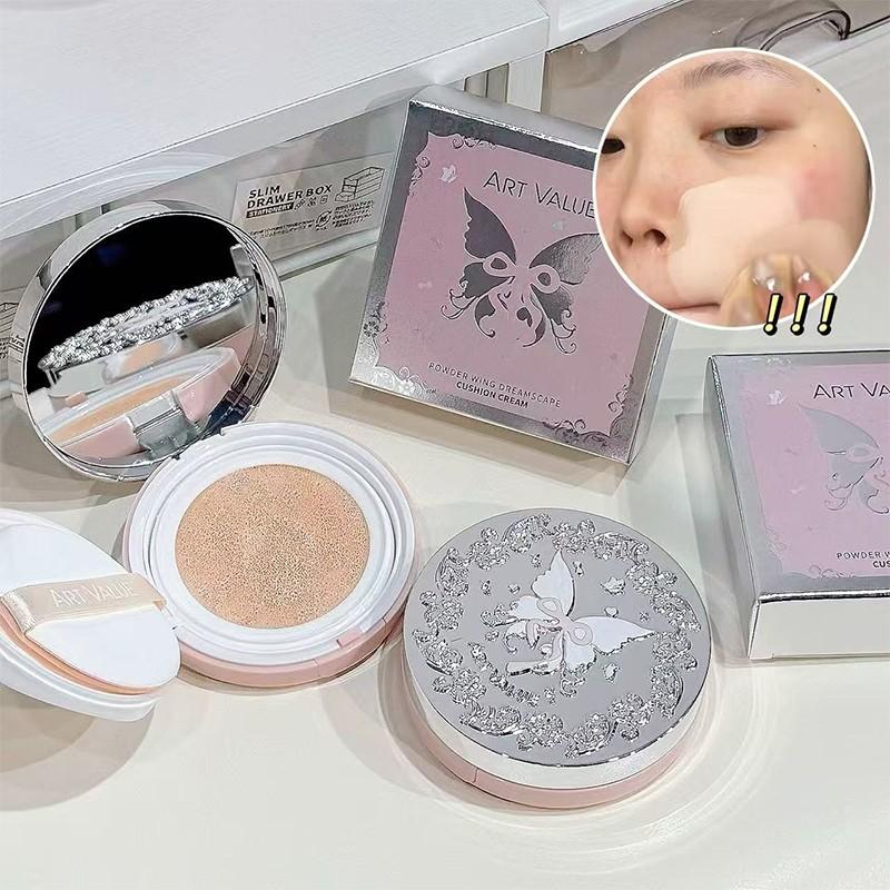 Butterfly Embossed Cushion Bb Cream, Natural Fit, Long-Lasting Concealer, Suitable for All Skin Types, Includes Mirror and Powder Puff