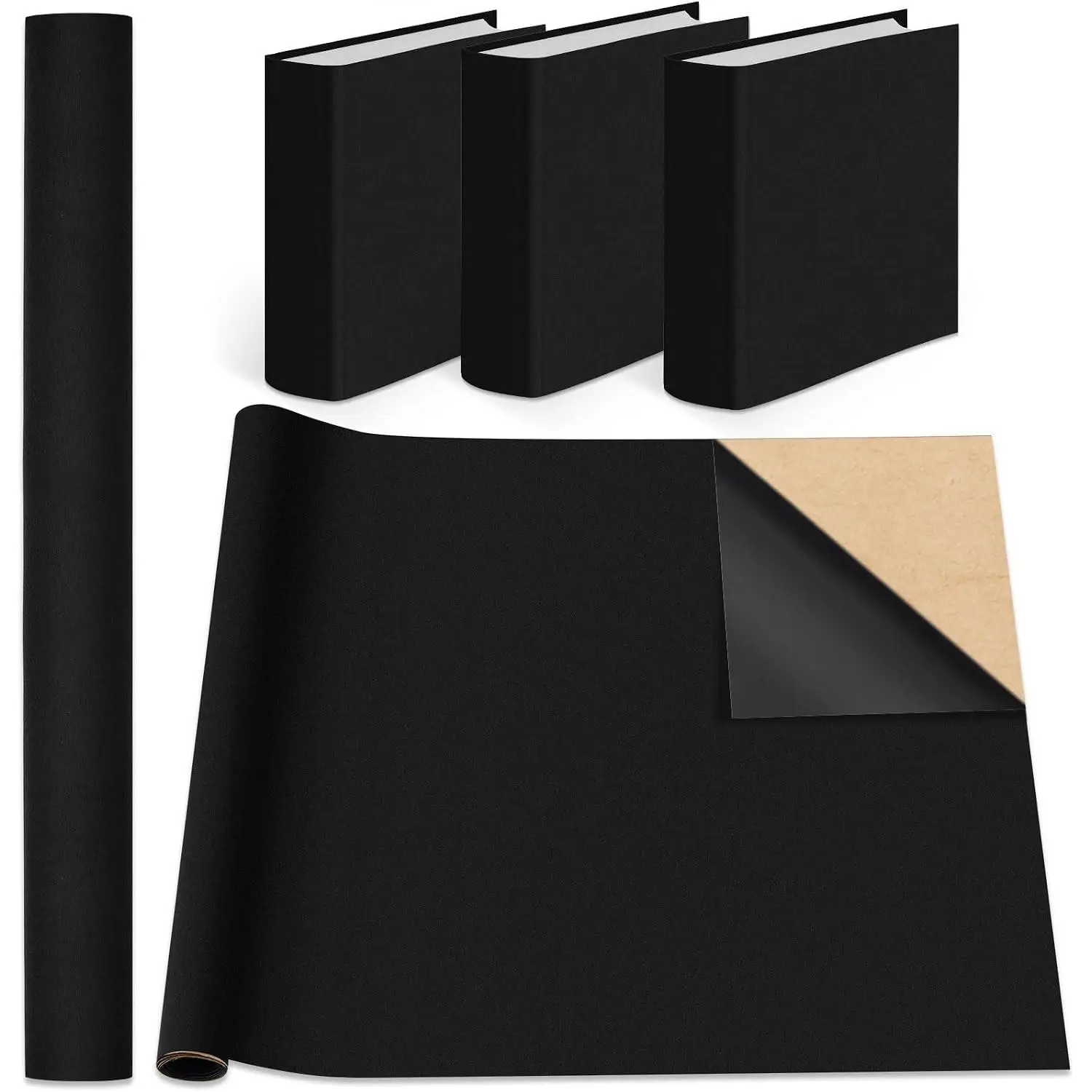 Book Cloth Cover for Binding 40 x 16 Inch Self Adhesive Fabric Book Binding Cloth Archival Supplies for Books Album Scrapbooking Documents Black