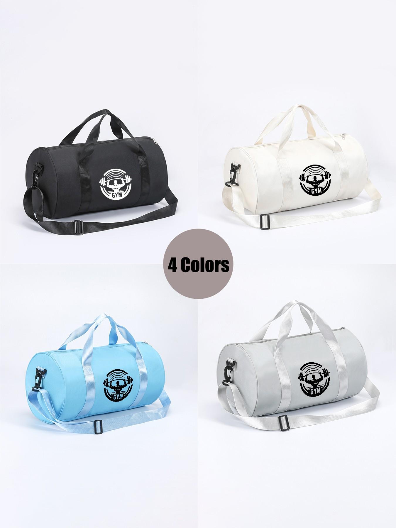 Gym Weightlifting Muscle Print Round Fitness Bag, Large Capacity Sporty Backpack, Handheld Crossbody Travel Bag, Versatile Two-In-One Design