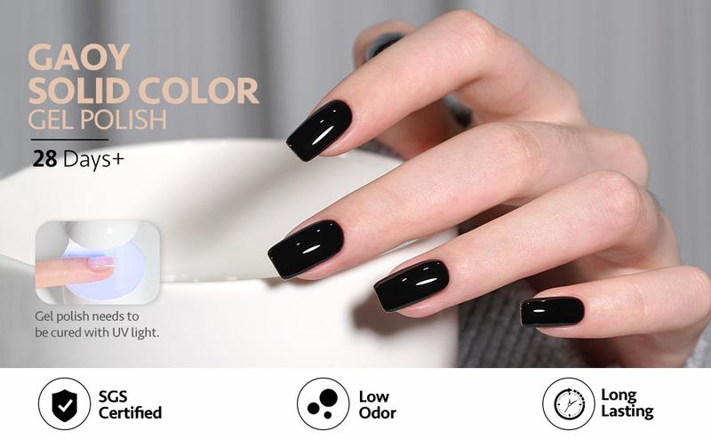 GAOY Classic Collection White Red Black Gel Nail Polish Set, 6 Colors Brown Pink Nude Soak Off UV Light Cure Gel Polish Kit for Salon and Nail Art DIY at Home