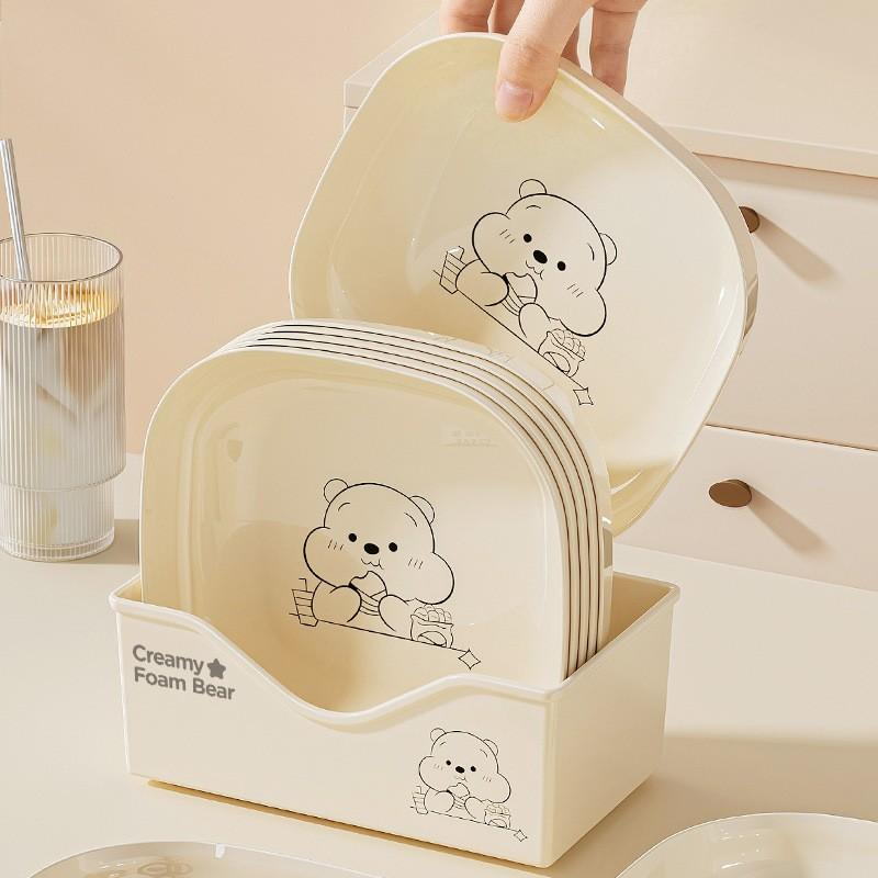 Tapioca Bear Storage Tray, Cute Cartoon Design Organizer Plate, Perfect for Snacks & Desserts, Ideal Gift for Kids & Adults
