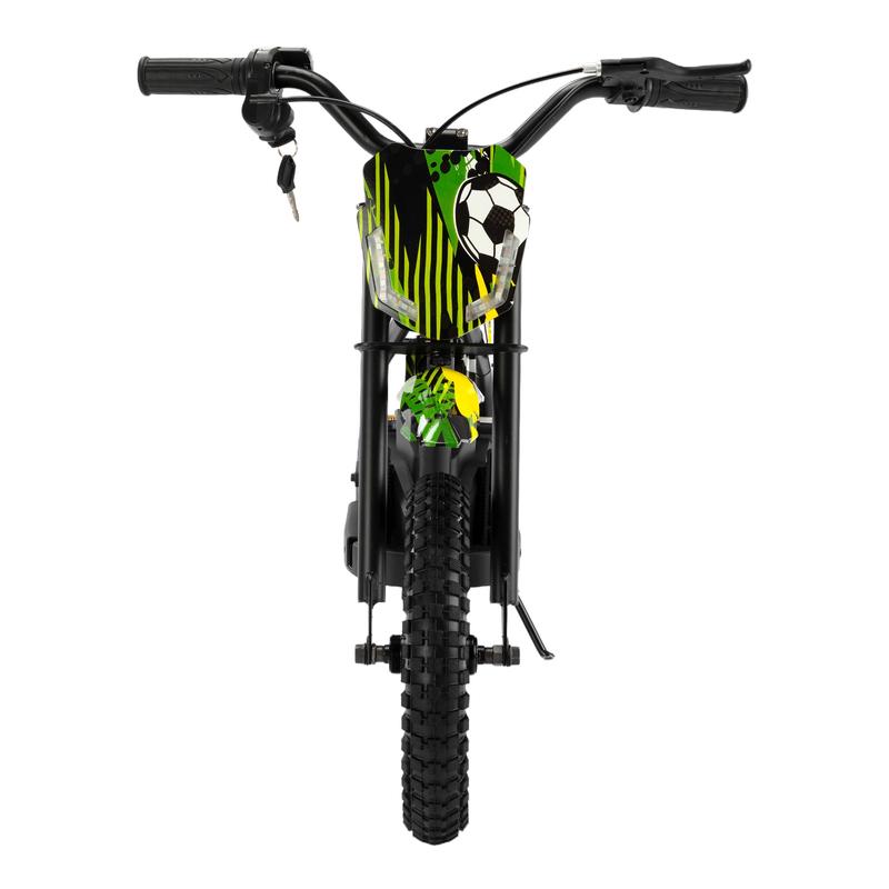 24V Kids Electric Dirt Bike, Battery Powered Ride-On Motorcycle w/ LED Lights, Adjustable Speed, Rear Disc Brake, Power Display, Rubber Tire, Max Speed 13 MPH,Christmas presents Green
