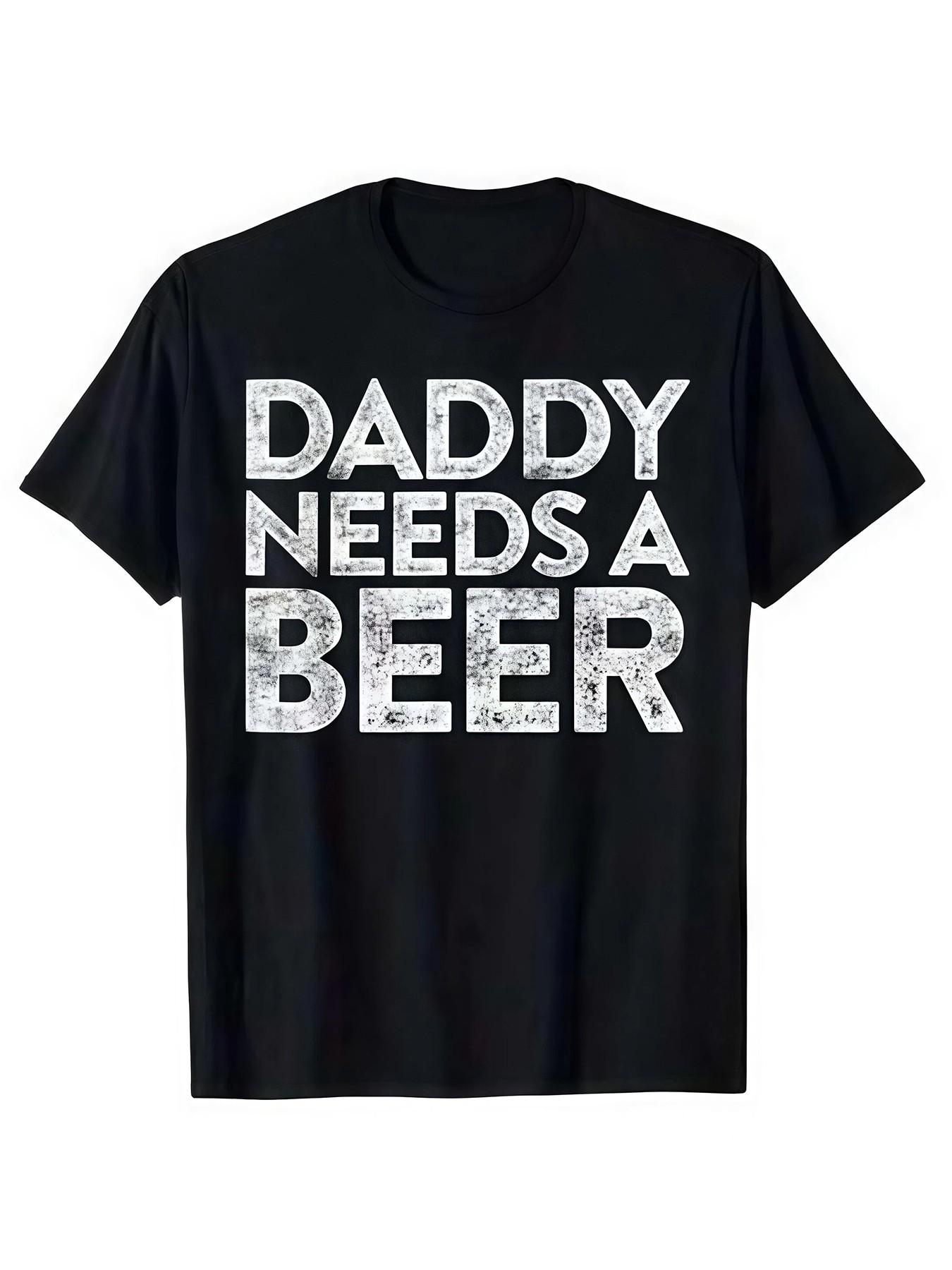 Unisex Dad Beer Print T-Shirt, Casual Long Sleeve, Humorous Drinking Quote, Father's Day Gift, Daily Wear, BBQ Party, Tiktok Trendy