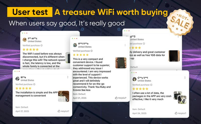 ECOVOX 4G LTE WiFi Mobile Hotspot, No SIM Card Required No Contract, 9 Connected Devices, Multiple Networks, Portable Internet for Campers, Motorhomes and Travels,Free 1GB Local Data ECOVOX 4G LTE WiFi Mobile Hotspot, No SIM Card Required No Contract, 9 Connected Devices, Multiple Networks, Portable Internet for Campers, Motorhomes and Travels,Free 1GB Local Data