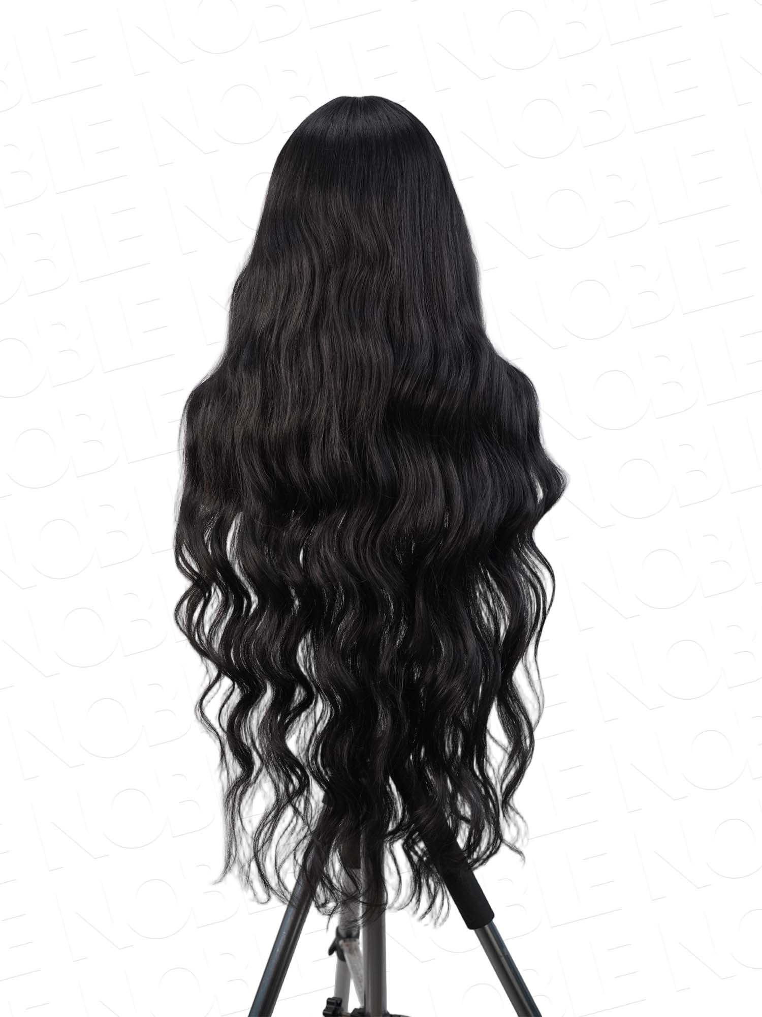 Noble 36 Inch Body Wave T Lace Front Wig Synthetic Hair Wig for Women High Quality Comfortable Wig Cap Natural Black Color Long Thin Hair