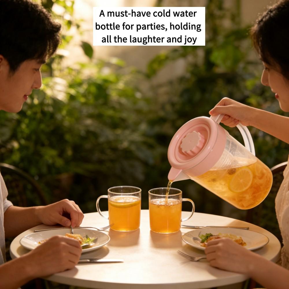 1PC Large Capacity 2000ML Leak-Proof Water Jug with Tea Strainer, Portable Kitchen Refrigerator Bottle, Ideal for Parties and Outdoor Camping