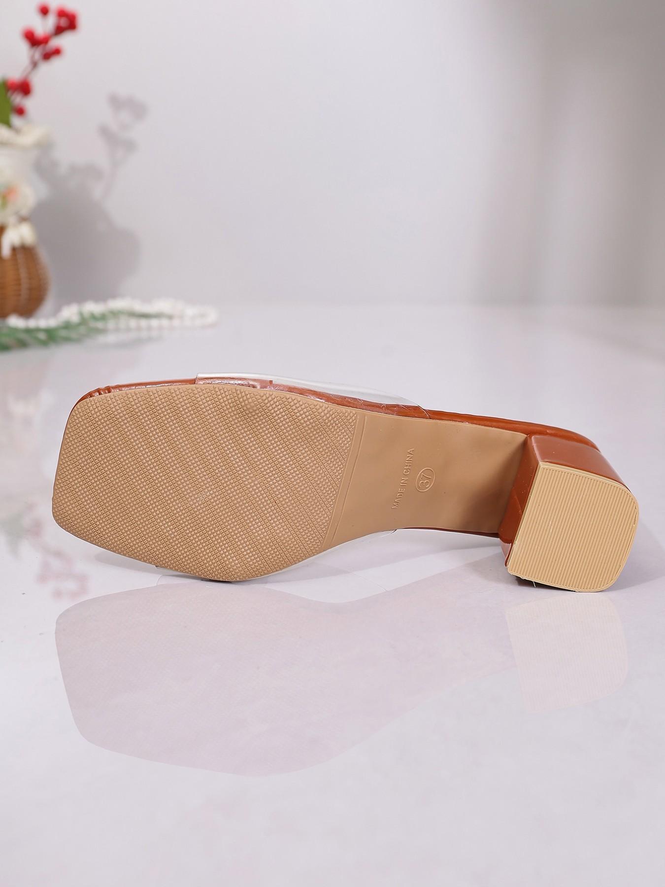 Women's High Heel Shoes with Transparent Upper, Chunky Heels for Outdoor Activities, Daily Commute, Office Wear, Summer 2026 New Arrival