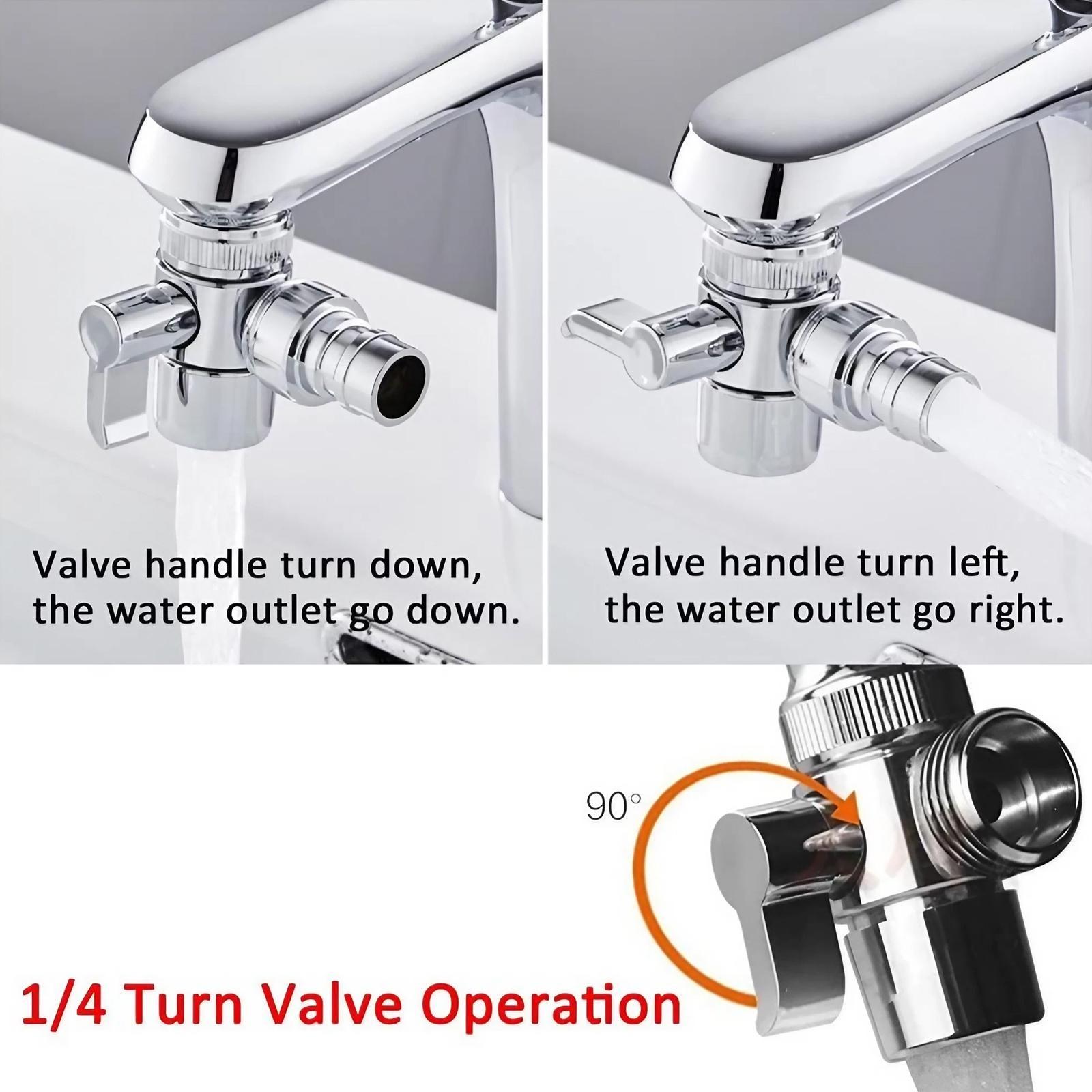 Multi-Function Quick Connect Faucet Adapter Leakproof Water Switch Valve for Washing Machine Shower Garden Hose Dual Outlet Mode Universal Fit Kitchen Bathroom Outdoor