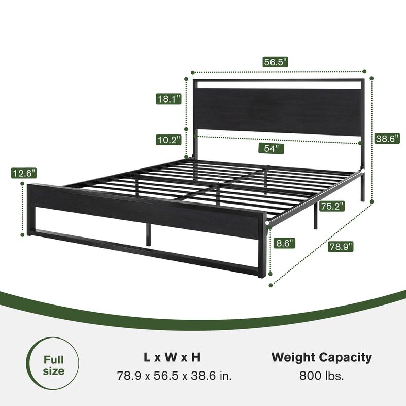 【Clearance】MUTICOR Modern Metal Platform Bed Frame with Wood Headboard 【Frame Only No Mattress】Twin/Full/Queen Size, Thickened Frame, No Box Spring Needed, Black#TikTokShopBlackFriday #ChristmasGifts