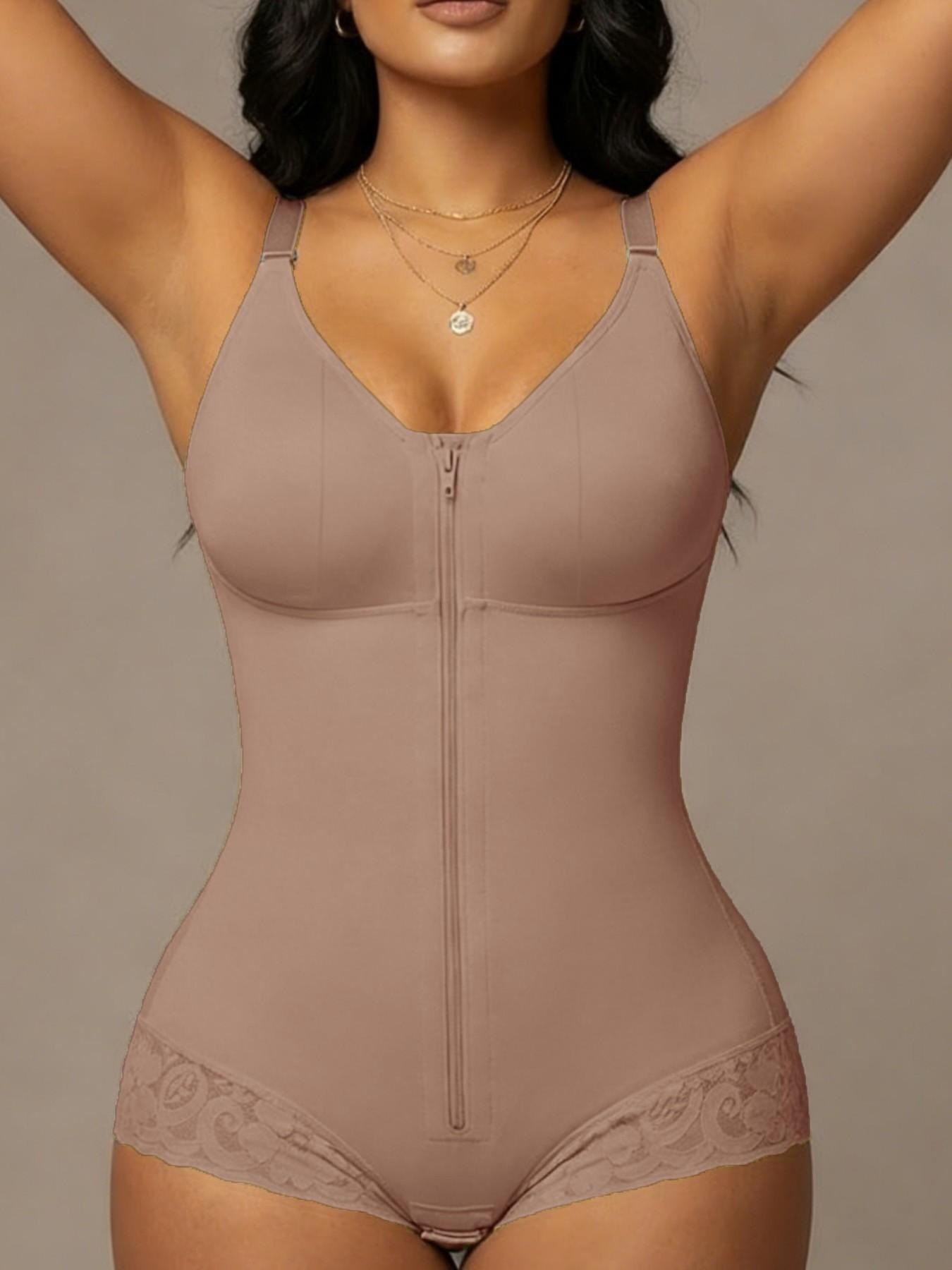 1 Count Women Colombian Shapewear,Fajas, Butt Lifting And Tummy Control Bodysuit, Shapewear Jumpsuit, High Compression Body Shaper, Leggings, Solid Color with Adaptable Shoulder Band And Adjustable Hooks Closure Shapewear, Suitable For Training Or Sports