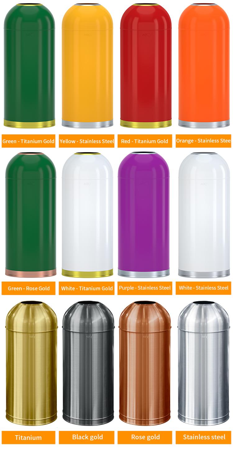 Bullet Shape Metal Trash Can Large Inner Bucket 25L 35L 48L 58L Multiple Colors Free Custom Pattern Printing for Hotels Catering Stores Shopping Malls Kitchens Commercial Household Use