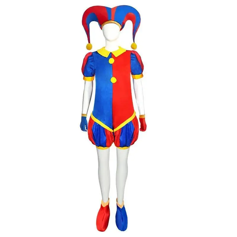 Pomni Cosplay Costume Anime Pomni Ragatha Cosplay Dress Cartoon Clown Uniform Halloween Carnival Costumes for Women Men Unisex