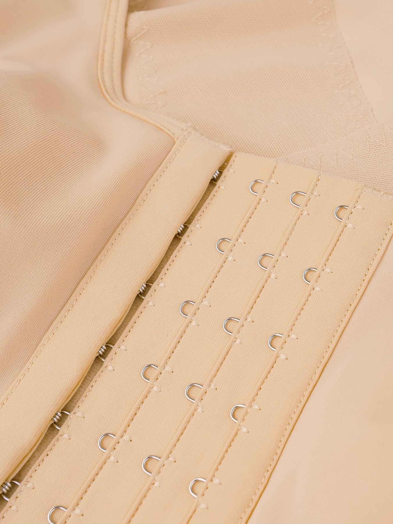 Women's Solid Long Sleeve Shapewear Top, High Stretch Front Buckle Design Shaper, Tummy Control Shapewear for Daily Wear halloween dailydrip comfyessentials wirelessbrareview wirelessbras midsize comfortablebras tiktokshopbacktoschool cleavagebra