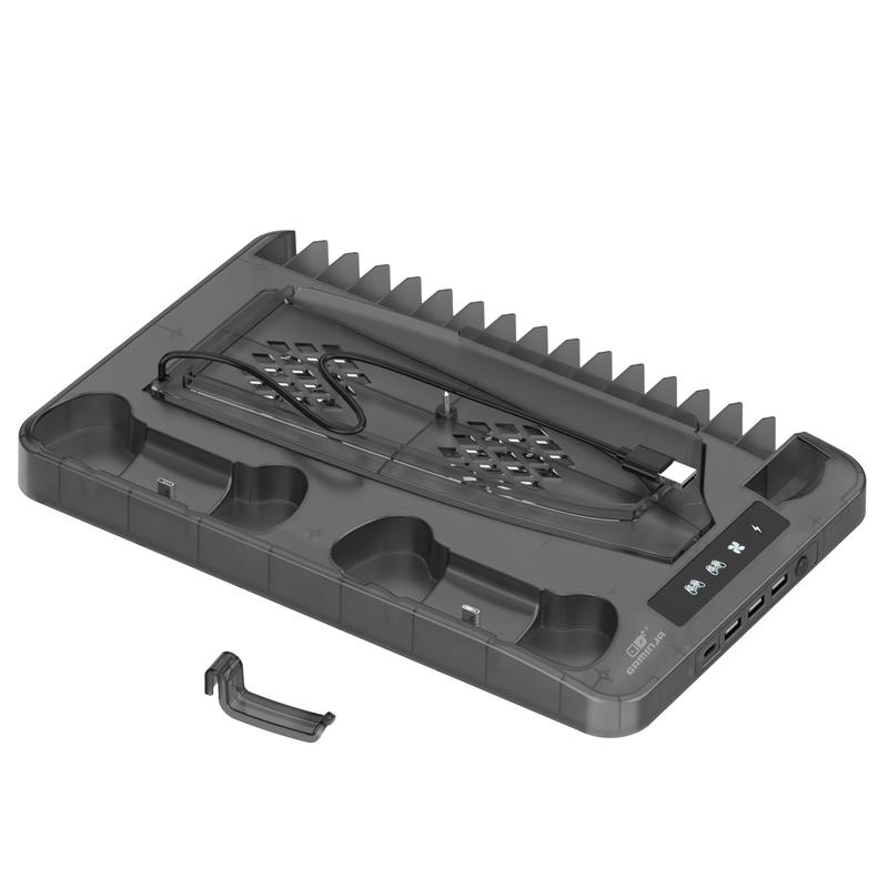 Charging Base Cooling Bracket Compatible With PS5 Console, Vertical Stand Cooling Fan, Multi-functional Cooling & Charging Station