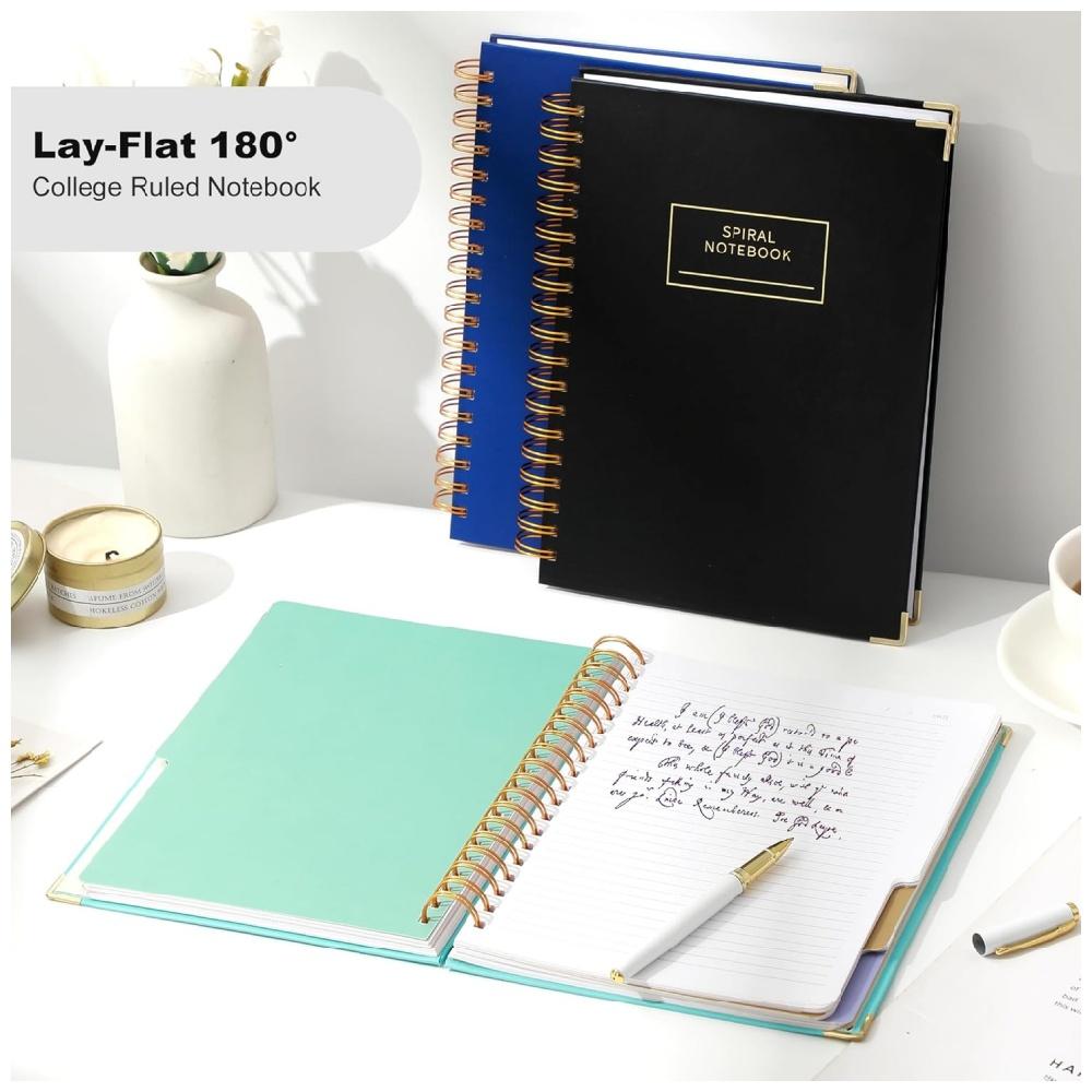 CAGIE Hardcover B5 Spiral Notebooks Hardcover Journal Notebook with Tabs Dividers Multi 5 Subject Notebook Planners For 2026 College Essentials College Ruled 240 Pages Lined Paper Hardcover with Metal Corners Water-proof Eco-friendly
