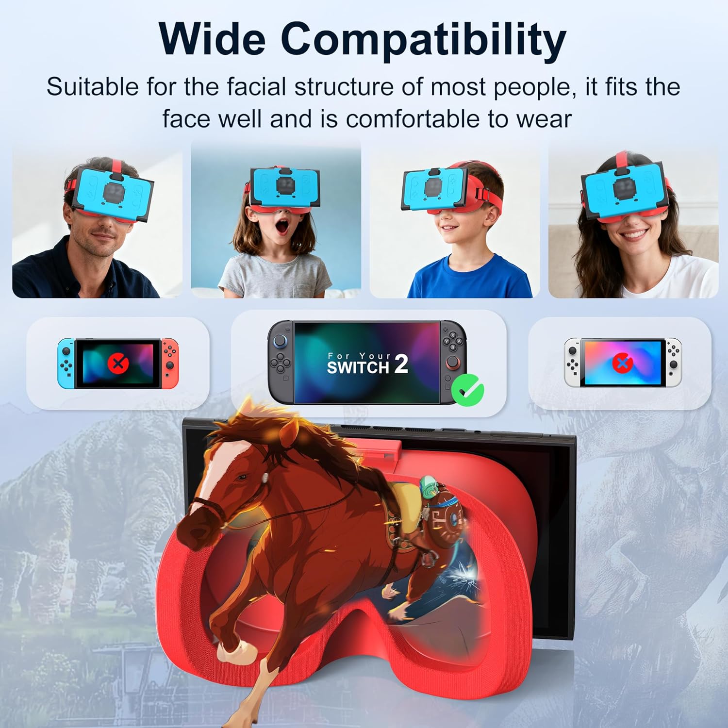 VR Headset for   2 (2025),  2  Reality VR Glasses with Adjustable  Lenses and Comfortable  Strap,  Goggles for  2 Accessories (White & Blue)