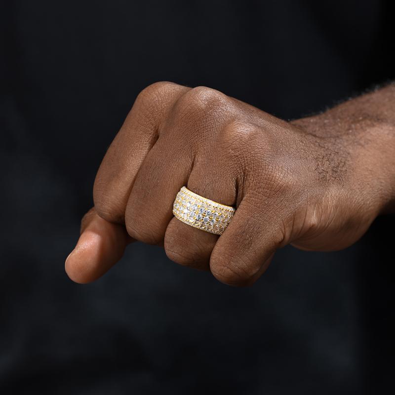 【#R362 】UCCIYO 18K Gold-Plated Ring with Lab-Grown Moissanite S925 Sterling Silver Moissanite Ring for Women Men Hip Hop Jewelry Gift