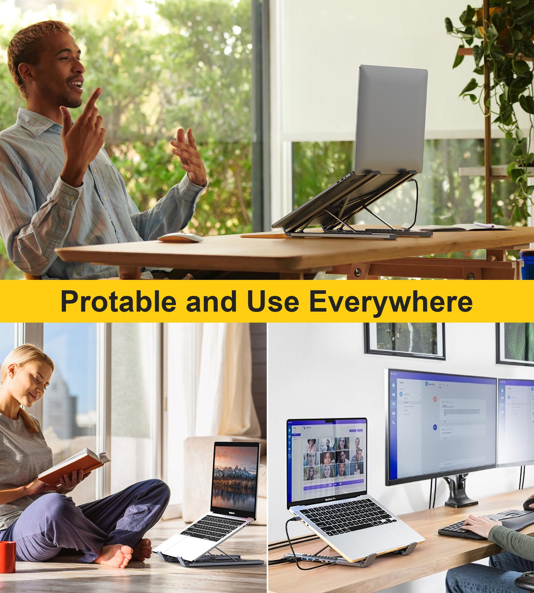 Nine-In-One Laptop Docking Station Stand, Tablet Holder, Multi-Function Computer Accessory, Durable & Space-Saving Design