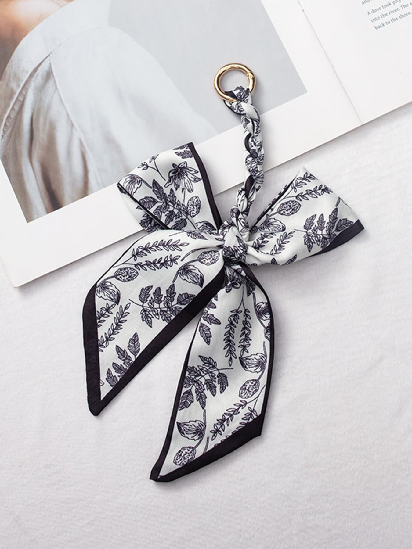Elegant Braided Silk Scarf Bow Bag Charm, Luxury Handbag Pendant Accessory, Cute Aesthetic Bag Decor, Multi-use Keychain & Phone Charm, Perfect Birthday Christmas Mother's Day Gift for Women Girls, Trendy Bag Accessory for Tote Backpack Handbag